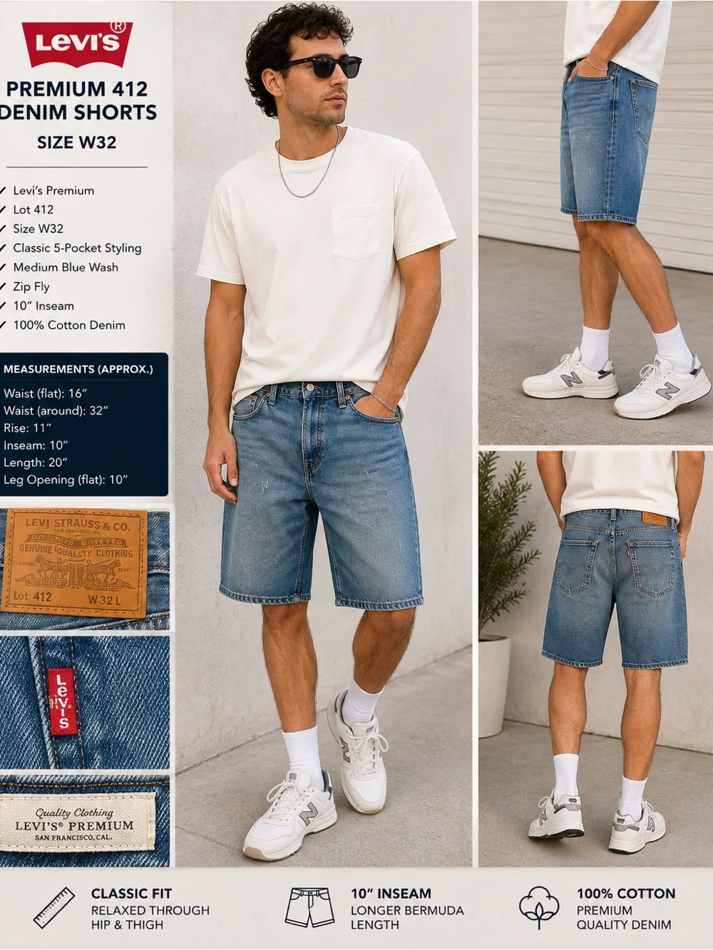 Levi’s Premium 412 Men’s Denim Shorts W32 Blue